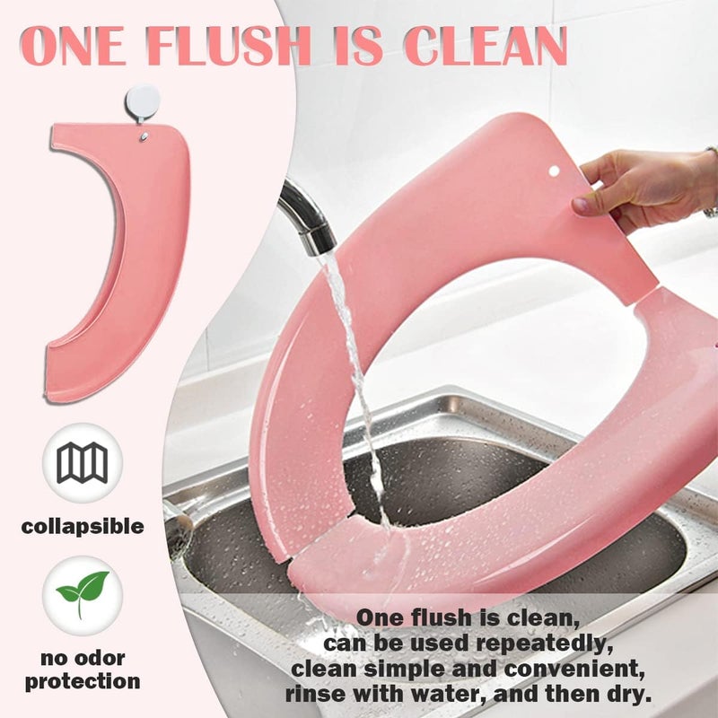 LCJAOF Adult Folding Toilet Seat Pad Plastic Washable Seat Cover with Foldable Design Portable Toilet Cushion for Home, Travel, and Office Use (Pink) - Image 4